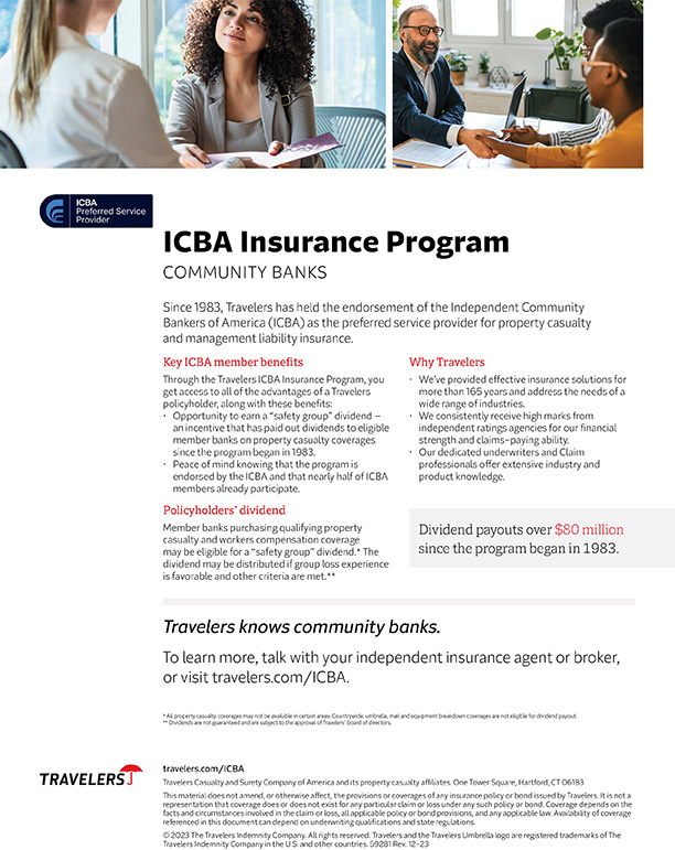 Travelers and ICBA partner sheet list